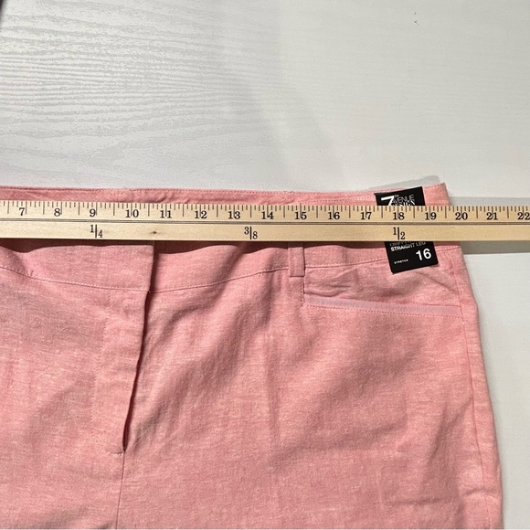 NY & Co 7th Ave Design Studio Capri Pink Linen Blend Crop Straight Pants Sz 16 - Picture 11 of 14
